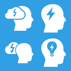 头脑风暴平面矢量图标照片