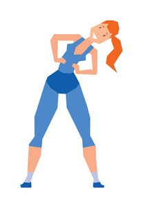年轻女孩行使健康锻炼健身体育培训卡通矢量