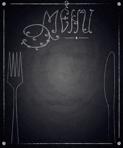 黑色的黑板背景上餐厅的菜单