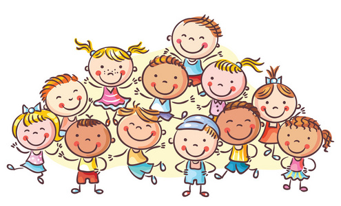 一群快乐的孩子,没有渐变照片