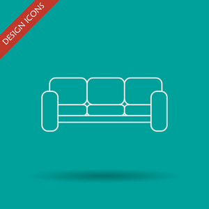 沙发上的图标。现代设计平面样式图标
