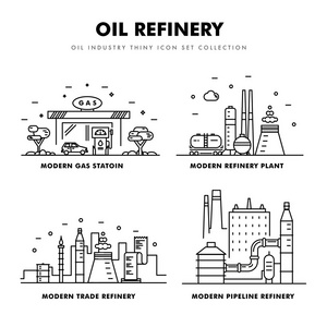 现代汽油业细线条平面图标