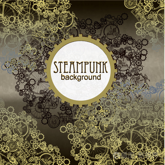 蒸汽朋克风格.卡模板蒸汽朋克设计.帧蒸汽朋克背景