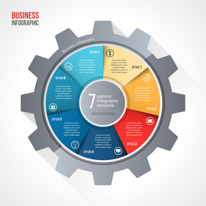 矢量商业和工业齿轮风格圆信息图表模板