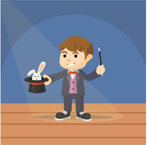 舞台魔术魔术师的男孩舞台表演照片