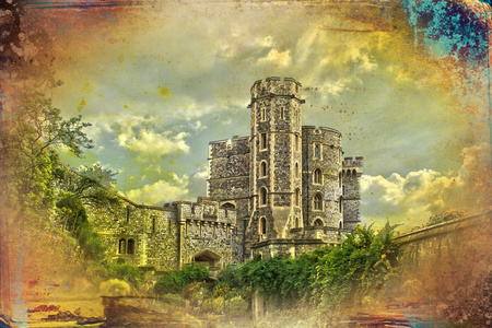 伦敦城堡复古设计插图