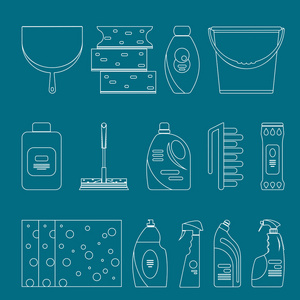 概述的清洁产品和设备的背景图案