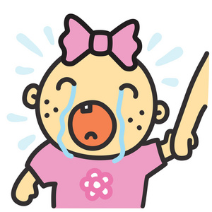 卡通哭宝贝女孩孤立矢量图照片