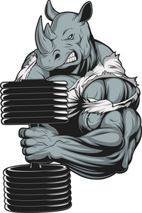 凶猛强壮的犀牛照片