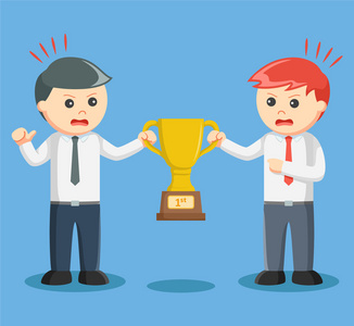 争先恐后两个商人争先恐后奖杯照片