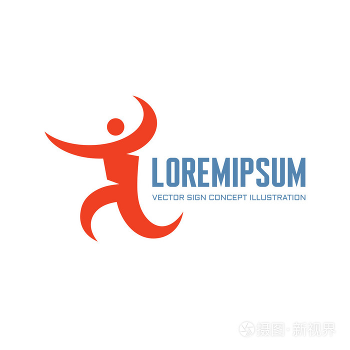 人类字符矢量标志. 抽象的人类跑步者插图