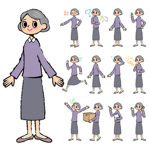 手绘的紫色衣服祖母