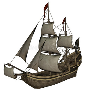 海盗 航行 海洋 帆船 水手 古老的 提供 插图 海事 运输