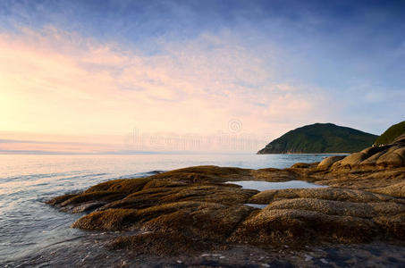 傍晚 自然 夏天 浪漫的 场景 阳光 海洋 日出 假期 黎明