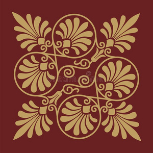 vector传统复古金希腊装饰品(me全国希腊无缝装饰品(图案)巴洛克花卉