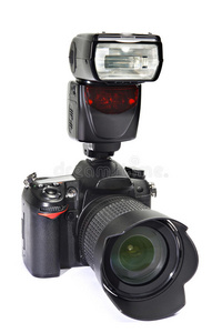 DSLR相机，镜头和闪光灯