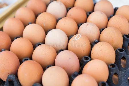 市场上出售的新鲜鸡蛋