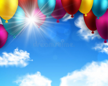 用气球庆祝多彩的背景。