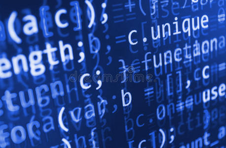 编码编程源代码屏幕。 彩色抽象数据显示。 软件开发人员Web程序脚本。