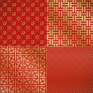 四张中国老式无缝锦缎壁纸