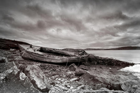 绳索 废墟 乌贼 海岸 赫布里底群岛 苏格兰 刘易斯 岩石