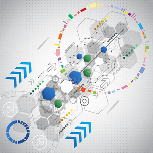 抽象未来技术设计背景，矢量插图