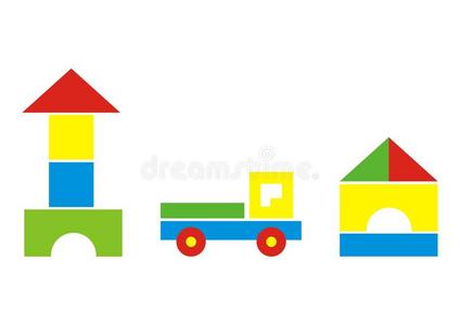 城堡 卡车 拼图 闲暇 颜色 汽车 玩物 儿童 长方形 立方体