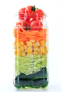 蔬菜 罐装 营养 沙拉 甘蓝 西兰花 番茄 罐子 自制 节食