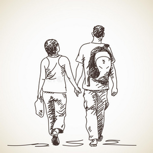 情侣恋爱素描照片