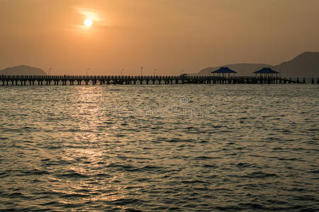 黎明 防波堤 海岸 拉瓦伊 海港 美丽的 海洋 普吉岛 风景