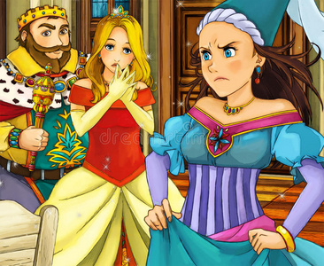 卡通童话场景王子和公主照片