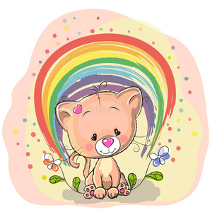 有彩虹的猫照片