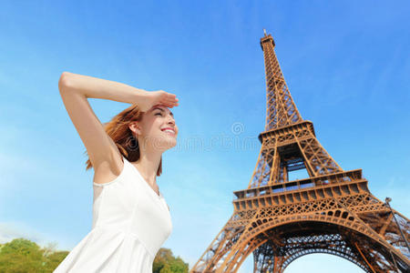 巴黎快乐女游客