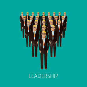 通信领导者一个领导者和一个团队的平面插图. 一群男人照片