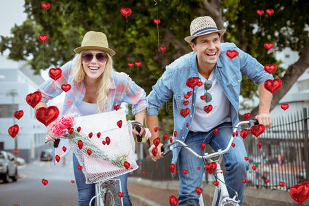 可爱情人节夫妇的复合图像