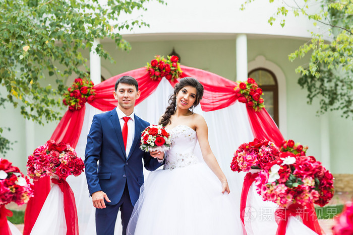 美丽的白种人夫妇刚刚结婚