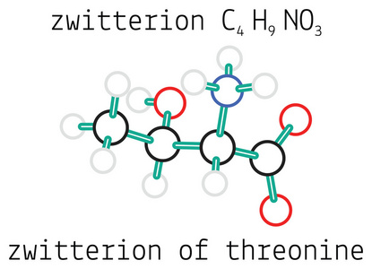 两性离子型c4h9no3 两性离子苏氨酸氨基酸分子照片
