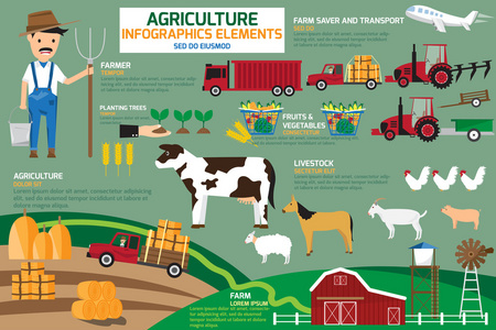 农业信息图表要素。 矢量图。