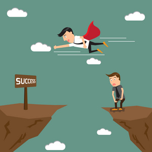 从悬崖上的缝隙跳过去照片