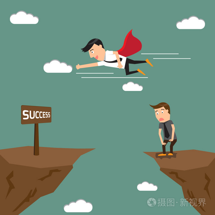 business competition. jump through the gap over the cliff to goa