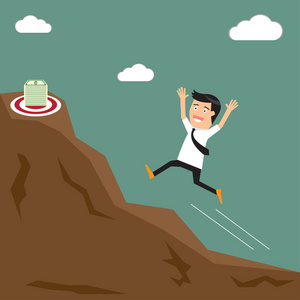 山的钱商人跑上山向目标(钱). 向量照片