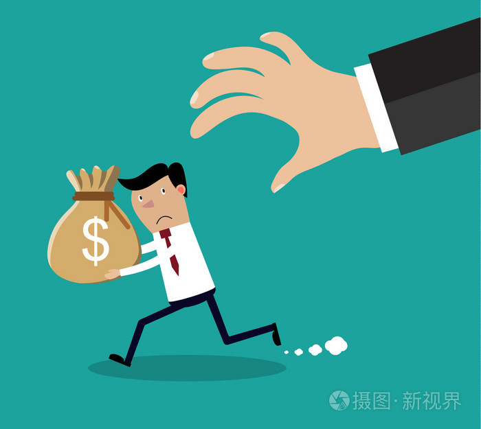 卡通手想要抓住的钱袋子