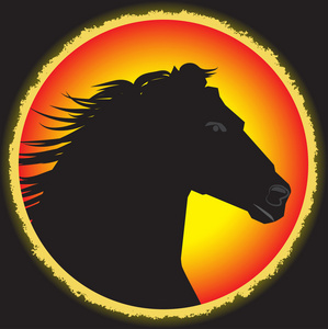 标签设计与手工绘制的海报 t 恤 表示马