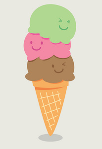 可爱的卡通冰淇淋甜筒