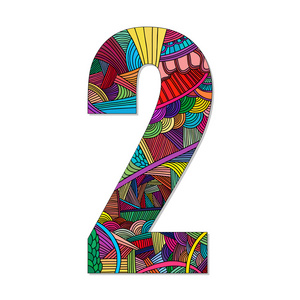 数字2与手绘抽象涂鸦模式.照片