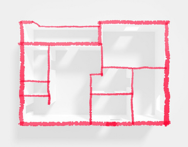 白空公寓屋顶 3d 手绘草图渲染