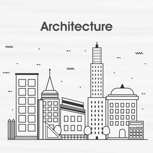 建筑业务的平面风格插图。