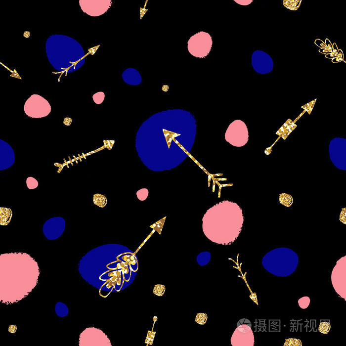 金色的箭无缝模式矢量图