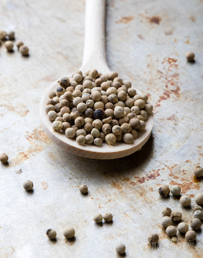 白胡椒种子在钢板上
