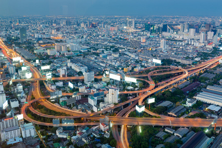 鸟瞰图公路互换夜景